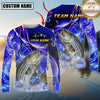 Maxcorners Fishing Ocean Splash Design Sun Protection Personalized Name, Team Name Long Sleeve Shirt