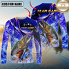 Maxcorners Fishing Ocean Splash Design Sun Protection Personalized Name, Team Name Long Sleeve Shirt
