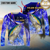 Maxcorners Fishing Ocean Splash Design Sun Protection Personalized Name, Team Name Long Sleeve Shirt