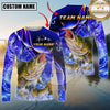 Maxcorners Fishing Ocean Splash Design Sun Protection Personalized Name, Team Name Long Sleeve Shirt