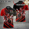 Maxcorners Bowling Fire Flames Explosion Red Black Splash Multi Options Personalized Name, Team Name Unisex 3D Shirt (8 Colors)