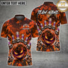 Maxcorners Bowling Evil Pumpkin Face Bowling Ball Skull Bowling Pins Halloween Fire Spooky Castle Custom Team Name Personalized Name 3D Polo Shirt