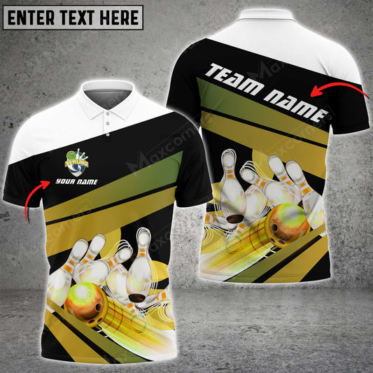 Maxcorners Bowling Ball And Pins Light Beam Breaker Multicolor Option Customized Name 3D Shirt (4 Colors)