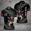Maxcorners Bowling And Pins Royal Multicolor Option Customized Name 3D Shirt