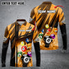 Maxcorners Billiards Abstract Grunge Texture X Multicolor Option Customized Name Long Sleeve Polo Shirt