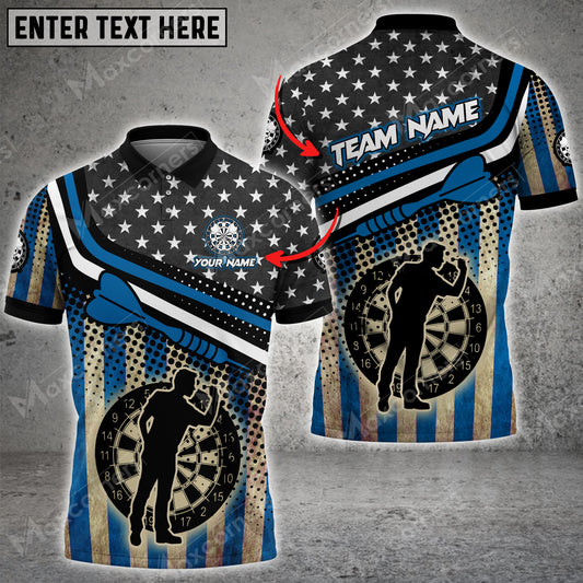 Maxcorners Darts USA Flag Color Options Personalized Name, Team Name Unisex 3D Shirt