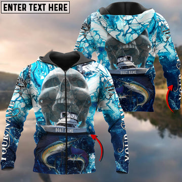 Maxcorners Personalized Name Sailfish Skull Boat Fishing 3D Shirts For Team And Boat