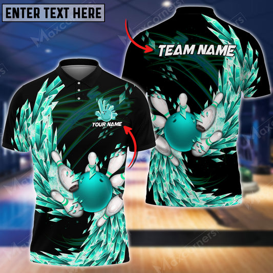 Maxcorners Bowling Ball And Pins Icy Breath Multicolor Option Customized Name 3D Shirt (4 Colors)