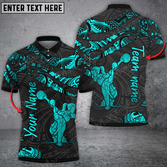 Maxcorners Polynesian Pattern 2 Bowling And Pins Multicolor Option Customized Name 3D Shirt