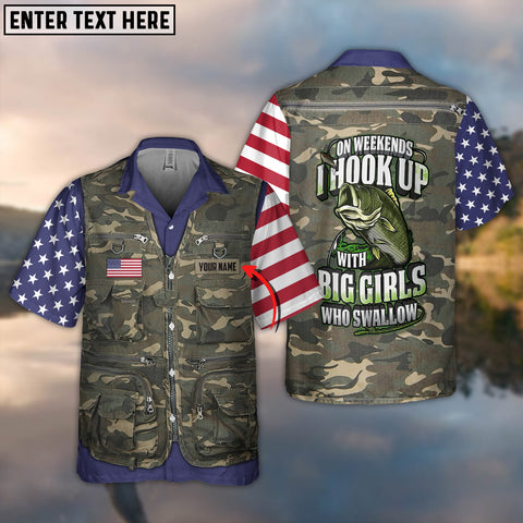 Maxcorners  American Fishing Vest Personalized Name 3D Shirt