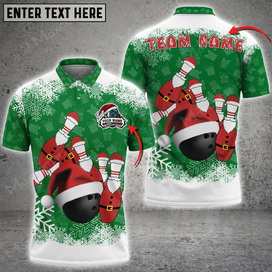 Maxcorners Merry Xmas Bowling And Pins Multicolor Option Customized Name 3D Shirt