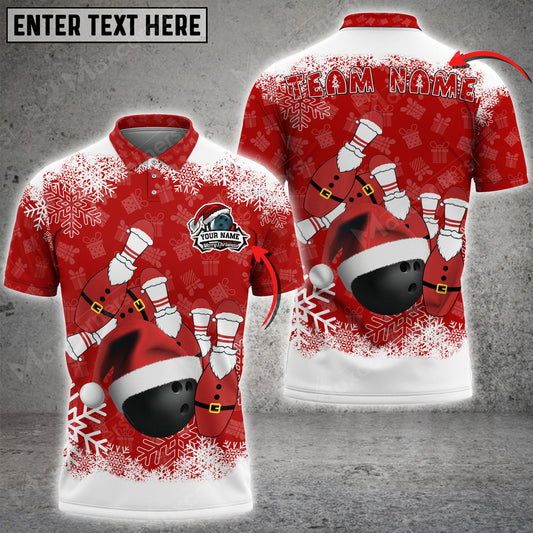 Maxcorners Merry Xmas Bowling And Pins Multicolor Option Customized Name 3D Shirt