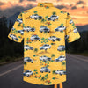 Maxcorners Personalized Car 1960s Mustang Muscle Car Yellow Hawaiian Shirt, Custom Photo Car Aloha Shirts
