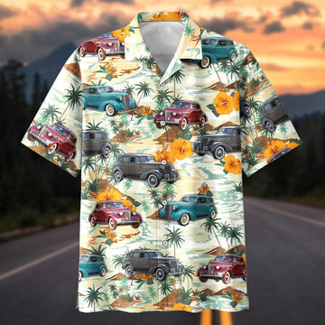 Maxcorners Personalized 1930s Classic Car Tropical Car Hawaiian Shirt, Custom Photo Car Aloha Shirts