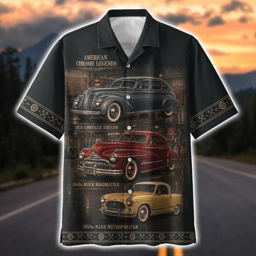 Maxcorners American Chrome Legends Car - Personalized Car Hawaiian Shirt - Custom Photo Car Aloha Shirts