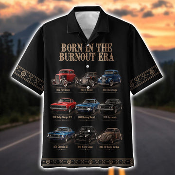 Maxcorners "Born In The Burnout Era" - Personalized Car Hawaiian Shirt - Custom Photo Car Aloha Shirts (Up to 9 photos)