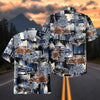 Maxcorners Personalized 1930s Antique Classic Blue Floral Grunge Car Hawaiian Shirt, Custom Photo Car Aloha Shirts