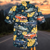 Maxcorners Personalized Classic Muscle Car Yellow Floral Tropical Hawaiian Shirt, Custom Photo Car Aloha Shirts (Up to 5 photos)