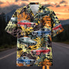 Maxcorners Personalized Classic Fastback Muscle Tropical Grunge Car Hawaiian Shirt, Custom Photo Car Aloha Shirts (Up to 5 photos)