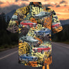 Maxcorners Personalized Classic Fastback Muscle Tropical Grunge Car Hawaiian Shirt, Custom Photo Car Aloha Shirts (Up to 5 photos)