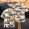 Maxcorners Personalized Classic Blue Muscle Car Desert Cactus Landscape Hawaiian Shirt, Custom Photo Car Aloha Shirts