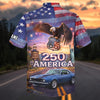 Maxcorners Personalized America 250 Route 66 Bald Eagle Classic Car Hawaiian Shirt, Custom Photo Car Aloha Shirts
