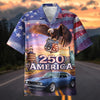 Maxcorners Personalized America 250 Route 66 Bald Eagle Classic Car Hawaiian Shirt, Custom Photo Car Aloha Shirts