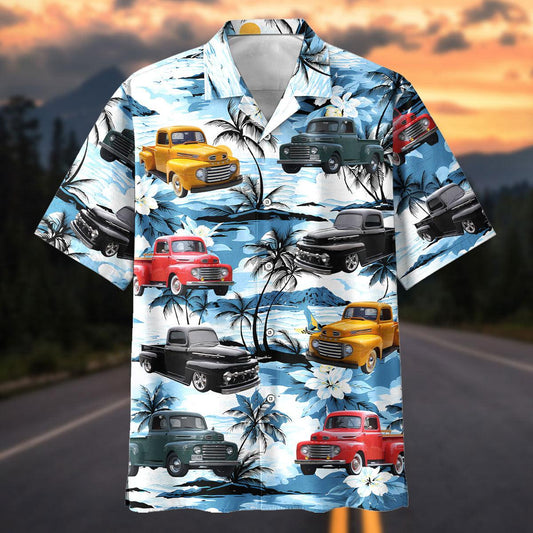 Maxcorners Personalized Car Vintage Classic Pickup Truck Tropical Floral Hawaiian Shirt