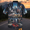 Maxcorners Personalized Car New York City Skyline Classic Cars Hawaiian Shirt - Car Hawaiian Shirt, Custom Photo Car Aloha Shirts (Up to 4 photos)