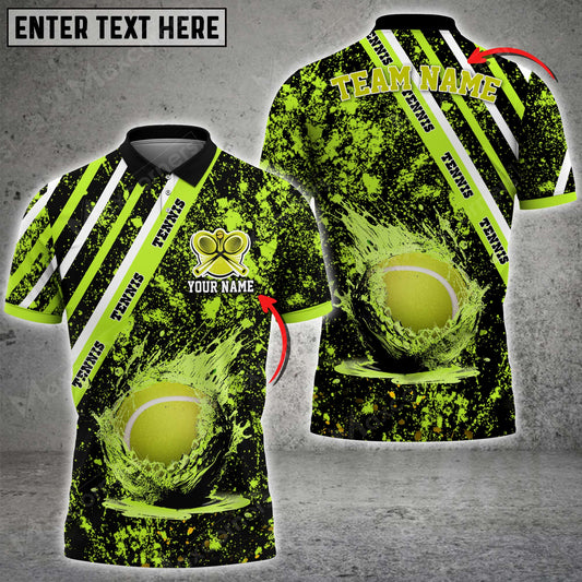 Maxcorners Tennis Paint Splash Multicolor Options Customized Name 3D Shirt ( 6 Colors )