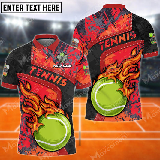 Maxcorners Tennis Ball Grunge Multicolor Options Customized Name 3D Shirt ( 4 Colors )