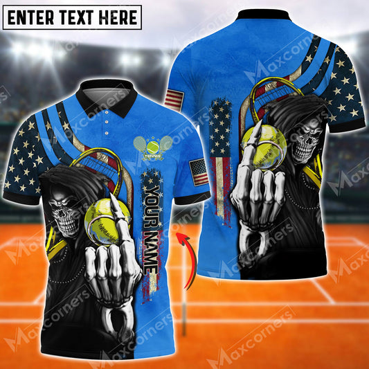 Maxcorners Tennis Shut Up And Serve Reaper Lover Multicolor Options Customized Name 3D Shirt ( 4 Colors )