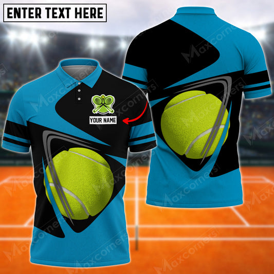 Maxcorners Tennis Line Art Multicolor Options Customized Name 3D Shirt ( 4 Colors )