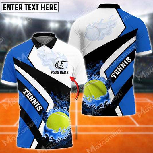 Maxcorners Tennis Ball Fire Multicolor Options Customized Name 3D Shirt ( 4 Colors )