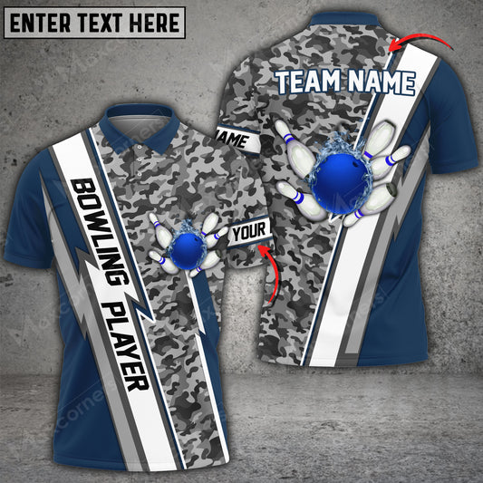 Maxcorners Bowling Ball And Pins Flame Camo Pattern Multicolor Option Customized Name 3D Shirt (4 Colors)