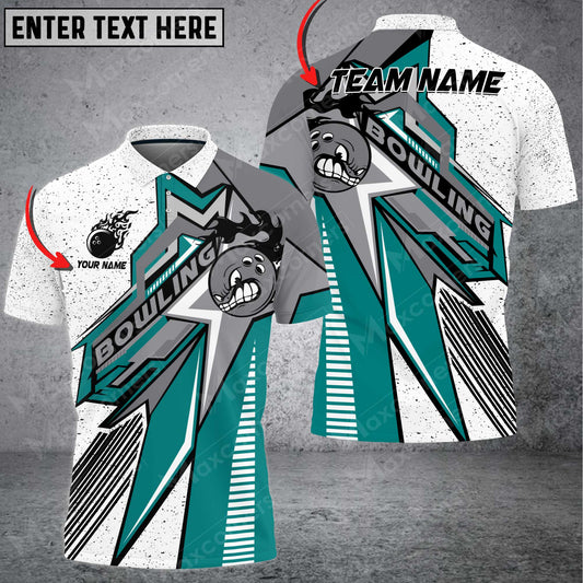 Maxcorners Bowling Ball & Pins Mystical Moon Multicolor Option Customized Name 3D Shirt (5 Colors)