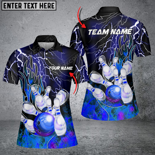 Maxcorners Bowling Thunder And Fire Pro Multicolor Option Customized Name 3D Shirt For Women