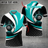 Maxcorners Thunder Bowling Ball And Pins Hexagon Pattern Multicolor Customized Name 3D Polo Shirt