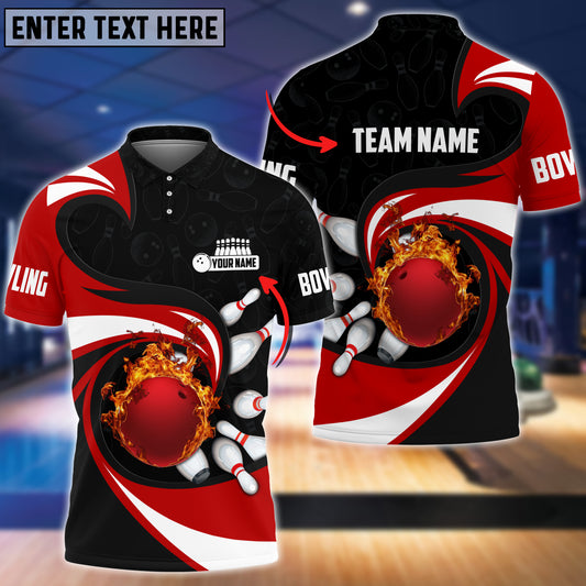Maxcorners Bowling Ball And Pins Vortex Pattern Multicolor Customized Name 3D Shirt