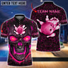 Maxcorners Bowling Flame Skull Pattern Multicolor Option Customized Name 3D Shirt