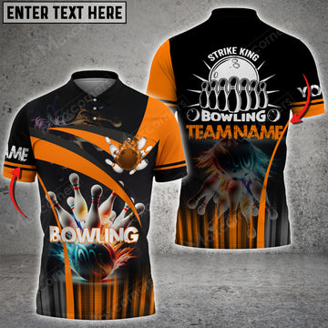 Maxcorners Strike Bowling King Multicolor Option Customized Name 3D Shirt