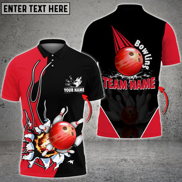 Maxcorners Bowling And Pins Piercing Multicolor Option Customized Name 3D Shirt