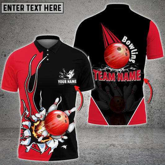 Maxcorners Bowling And Pins Piercing Multicolor Option Customized Name 3D Shirt