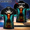 Maxcorners Bowling Ball  And Pins Flame Premium Multicolor Option Customized Name 3D Shirt