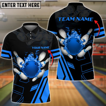 Maxcorners Bowling Ball Flame Multicolor Option Personalized Name All Over Printed Shirt