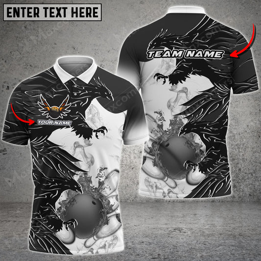 Maxcorners Bowling & Pins Hell Eagle Multicolor Option Customized Name 3D Shirt (6 Colors)