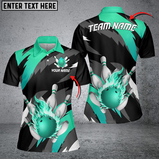 Maxcorners Bowling Ball And Pins Ultimate Fire Multicolor Option Customized Name 3D Shirt For Women (6 Colors)