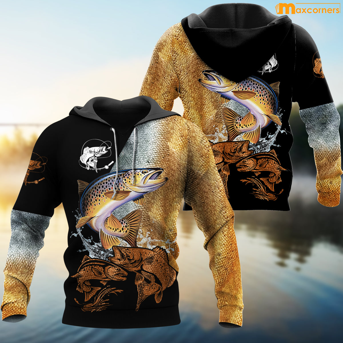 Maxcorners Trout Fishing Shirt Fishing 3D