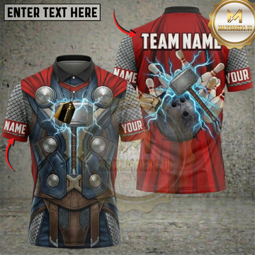 Maxcorners Bowling Thunder Hammer Armor Strike Personalized Name 3D Unisex Shirt