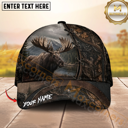 Maxcorners Moose Hunting Brown Camo Personalized 3D Cap